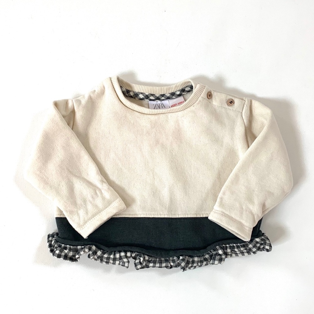 Zara Baby Girl Gingham Ruffle Sweatshirt